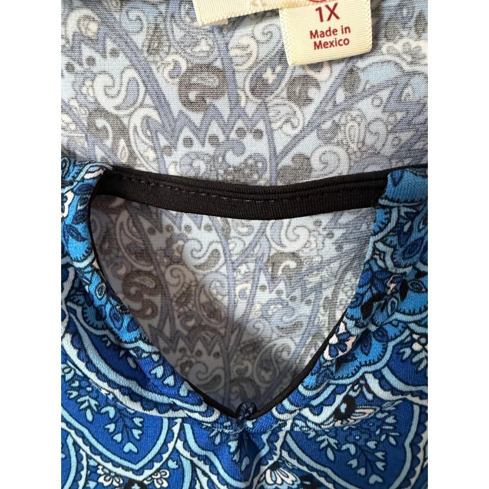 Misia Blue Paisley Tunic Top Plus Size 1X - Picture 6 of 8